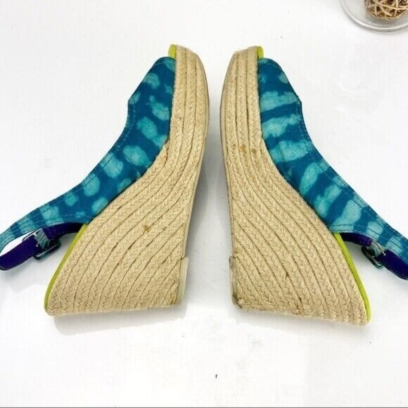 Calypso St. Barth Women's Sandal Size 8 Teal Blue Slingback Espadrille Wedge - Picture 8 of 9